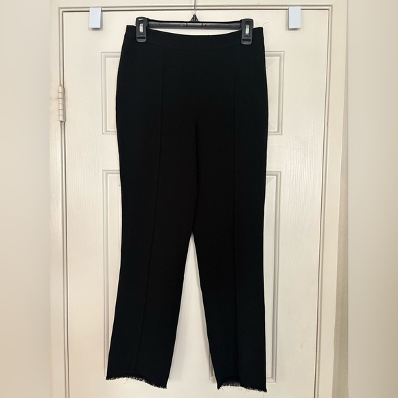 Cinq a Sept Nash Fringe Trousers 4 Black Pants Academia Career Work Dress Fray - Picture 3 of 5